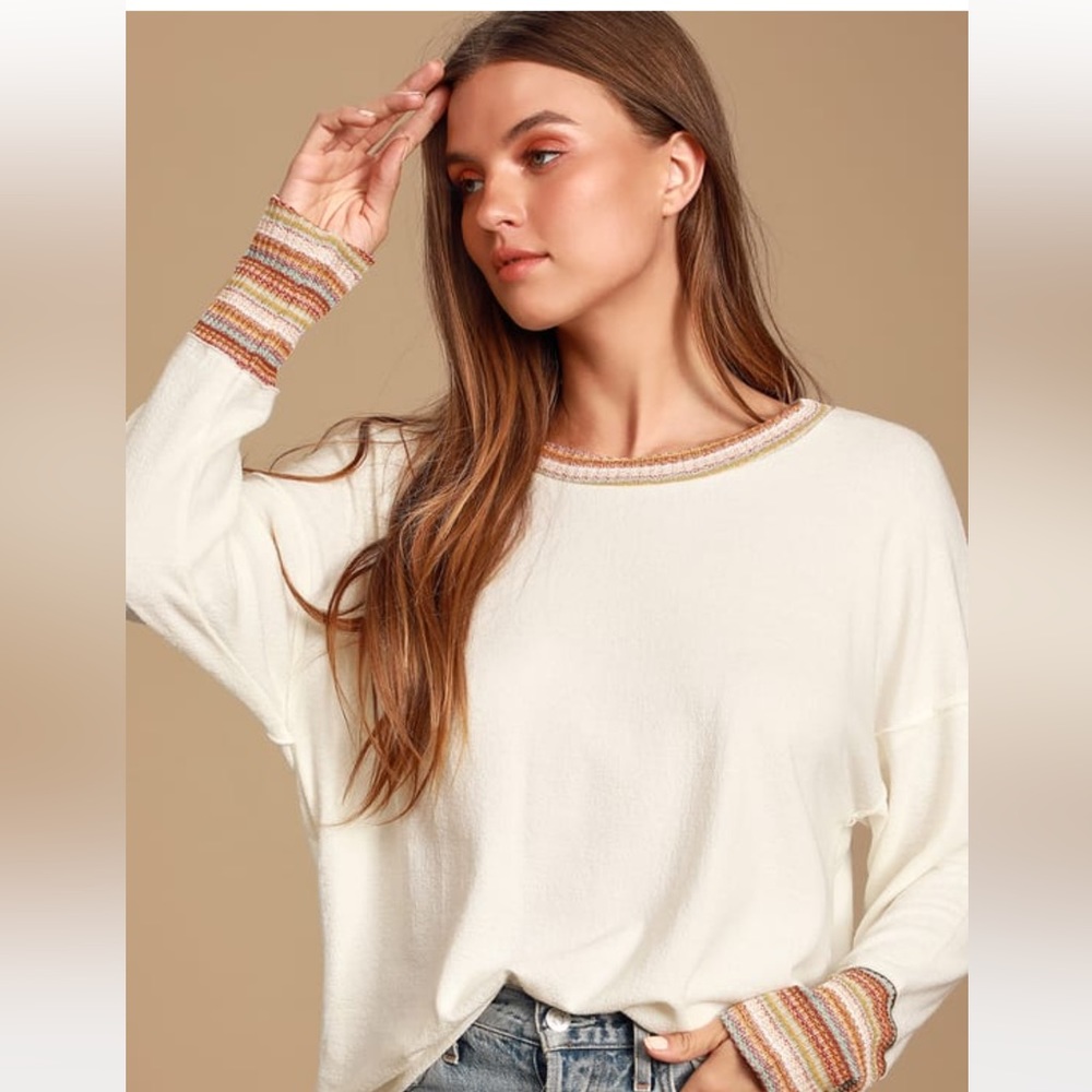 Lulus Cream Multicolor Sweater